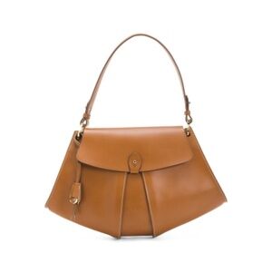 BOLDRINI Made In Italy Leather Tulip Cut Flap Over Satchel
